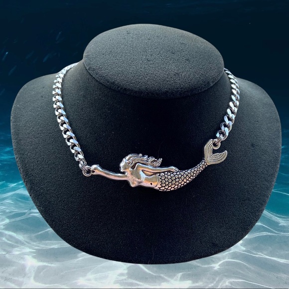 Mermaid necklace stainless steel cuban chain choker - Picture 4 of 12